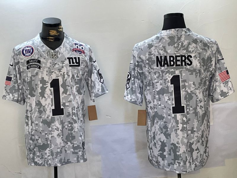 Men New York Giants #1 Nabers Nike Arctic Camo 2024 Salute to Service Limited NFL Jersey style 4